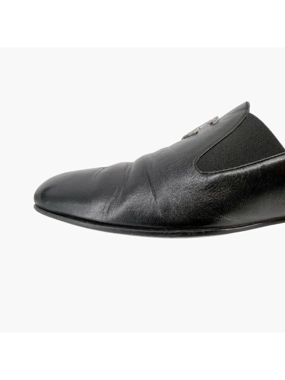 Chanel CC Slip On Loafers Flats Black Leather Size 41 US 10-10.5 Women’s